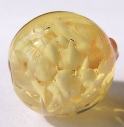  venetian murano pale orange glass over white clouds 12mm round bead *** QUANTITY IN STOCK =24 *** 