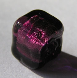  venetian murano amethyst glass over sterling silver foil 6mm cube bead *** QUANTITY IN STOCK =13 *** 
