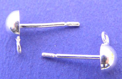  pairs sterling silver 15mm post, 5mm diameter half-ball studs & stamped 925 butterflies  