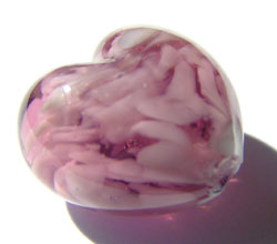  venetian murano amethyst glass over white clouds 13mm x 12mm x 9mm heart bead *** QUANTITY IN STOCK =11 *** 