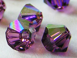  swarovski 5328 4mm amethyst ab bicone bead 