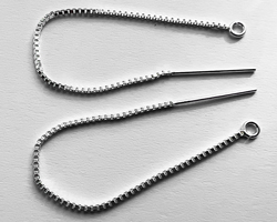 pair of sterling silver, stamped 925, ear wire chains in box link - total length 80mm 