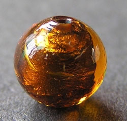  venetian murano topaz glass over sterling silver foil 6mm round bead *** QUANTITY IN STOCK =27 *** 