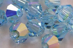  swarovski 5328 aquamarine ab 6mm bicone bead 