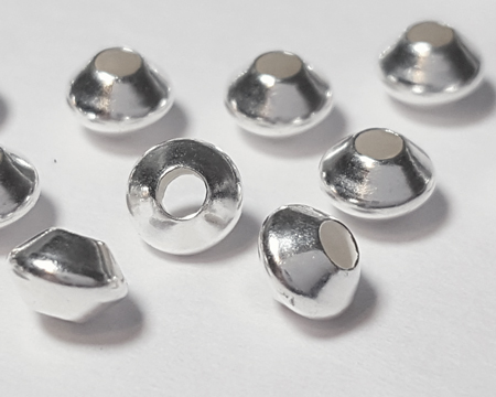  <10.7g/100> sterling silver 4.5mm x 3mm flattened bicone spacer, 1.6mm hole 