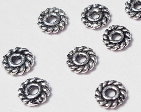  sterling silver flat whorl 4mm x 1mm flat spacer bead 