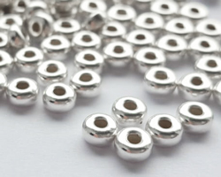  <10.7g/100> sterling silver 4mm x 2mm rondelle bead, 1.5mm hole 