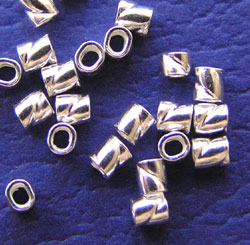  sterling silver 2mm x 2mm twisted crimp, 0.8mm internal diameter 