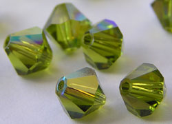  swarovski 5328 4mm olivine ab bicone bead 
