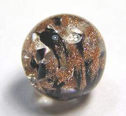  venetian murano clear over black glass with aventurina venetian 10mm round bead *** QUANTITY IN STOCK =18 *** 