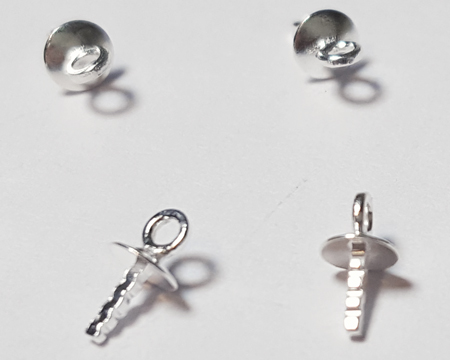 sterling silver 6mm post bail, 6mm pin is approx 0.8mm thick, cup 3mm diameter, ring has 0.85mm internal diameter