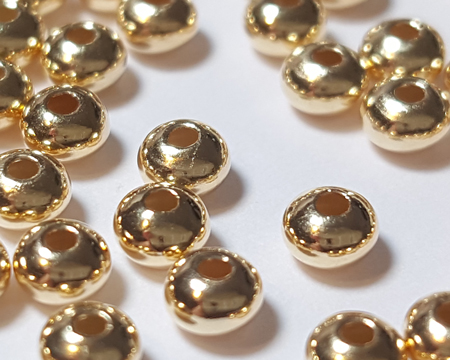  <5.7g/100> vermeil 3.2mm x 2mm puffed circular disc spacer, 1 micron plating for increased durability [vermeil is gold plated sterling silver] 