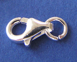  <28.4g/100> sterling silver stamped 925 8mm x 5mm oval lobster clasp, with 4mm open jump ring attached 