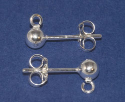  pairs sterling silver 14mm post, 4mm diameter full-ball studs & stamped 925 butterflies 