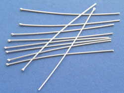  sterling silver, soft, 22 gauge (approx 0.65mm thick) 1mm ball-ended 50mm headpin 
