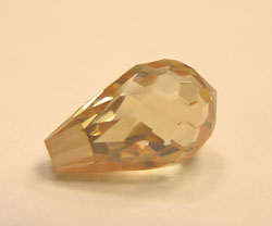 champagne cubic zirconia 12mm x7mm half drilled faceted drop bead