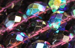  czech dark amethyst ab firepolished 10mm faceted round glass bead 