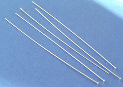  sterling silver, flat ended headpin, half hard, 75mm long, 0.65mm thick 