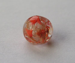  venetian murano clear over red glass with aventurina venetian 8mm round bead *** QUANTITY IN STOCK =12 *** 