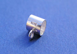  sterling silver sliding bail, slides over most screw-ended charm bead bracelets - allows addition of drops - tube is 5mm wide, 5mm diameter, hole is approx 4.4mm, attached ring approx 1.25mm internal diameter 