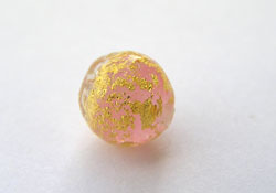  venetian murano opalino rosa glass over 24k gold 8mm round bead  *** QUANTITY IN STOCK =6 *** 