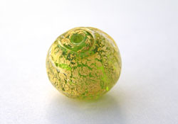  venetian murano peridot glass over 24k gold 10mm round bead *** QUANTITY IN STOCK =6 *** 