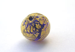  venetian murano cobalt glass over 24k gold 10mm round bead *** QUANTITY IN STOCK =30 *** 