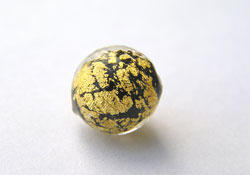  venetian murano jet black glass over 24k gold 8mm round bead *** QUANTITY IN STOCK =1 *** 