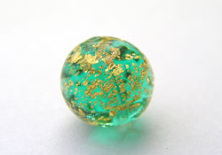  venetian murano sea foam green glass over 24k gold 10mm round bead *** QUANTITY IN STOCK =4 *** 