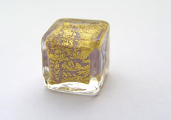  venetian murano opaque violet glass under 24k gold foil 10mm cube bead  *** QUANTITY IN STOCK =25 *** 