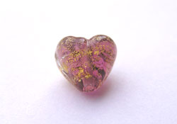  venetian murano amethyst glass over 24k gold 10mm heart bead   *** QUANTITY IN STOCK =33 *** 