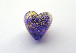  venetian murano cobalt blue glass over 24k gold 10mm heart bead *** QUANTITY IN STOCK =31 *** 