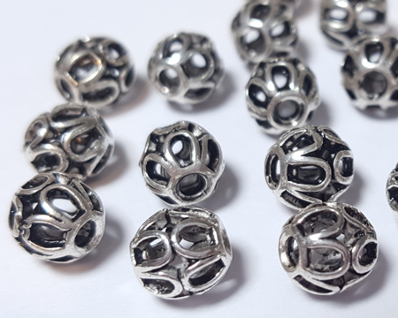  sterling silver 6.3mm wire-work bali-style circles bead 