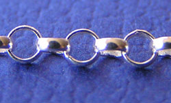  sterling silver 1.8mm round link rolo chain, 5 grams per meter, accepts 22 gauge or less jump rings on end links of chain *sold per cm - 5 units is 5cm, 100 units is 100cm=1 meter* 
