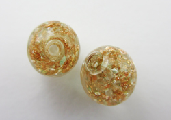  venetian murano clear over clear glass with aventurina venetian 8mm round bead *** QUANTITY IN STOCK =1 *** 