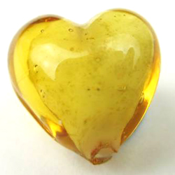  venetian murano glass 10mm incalmo amber heart bead *** QUANTITY IN STOCK =1 *** 