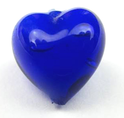  venetian murano glass 10mm incalmo cobalt heart bead  *** QUANTITY IN STOCK =6 *** 