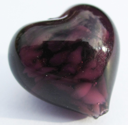  venetian murano dark amethyst glass 13mm x 13mm x 10mm heart bead *** QUANTITY IN STOCK =19 *** 