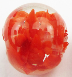  venetian murano red glass over white clouds 8mm round bead *** QUANTITY IN STOCK =26 *** 