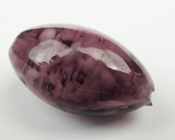  venetian murano amethyst glass over white clouds 15mm x 9mm oval bead *** QUANTITY IN STOCK =1 *** 