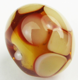  venetian murano glass topaz/cream lampwork 15mm x 11.5mm oval bead *** QUANTITY IN STOCK =10 *** 