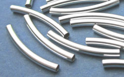  <22g/100> sterling silver 20mm x 2mm curved tube bead, 1.7mm ID 
