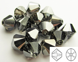  swarovski 5328 silver night 6mm bicone bead 
