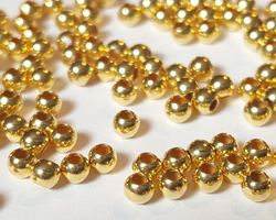  <2.8g/100> vermeil 2.5mm round bead, 1.2mm hole, 1 micron plating for increased durability [vermeil is gold plated sterling silver] 