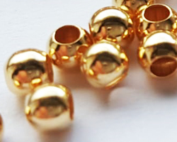  <3.7g/100> vermeil 3mm round bead, 1.5mm hole, 1 micron plating for increased durability [vermeil is gold plated sterling silver] 
