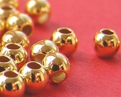  <6.8g/100> vermeil 4mm round bead, 1 micron plated for increased durability, 1.8mm hole [vermeil is gold plated sterling silver] 