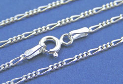 --CLEARANCE-- sterling silver 17 inch long, 1.5mm width, italian made fine figaro necklace chain