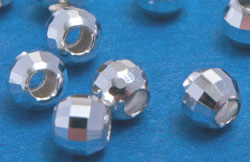  <4.15g/100> sterling silver 3mm multi faceted disco round bead, 1.5mm hole 