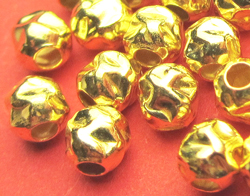  <11.3g/100> vermeil hammered 4mm bead, 1.5mm hole, 1 micron plating for increased durability [vermeil is gold plated sterling silver] 