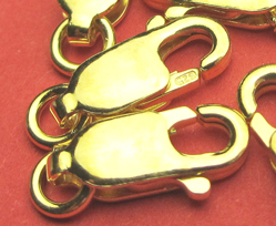  <26.3g/100> vermeil stamped 925 8mm x 3mm lobster clasp, with additional attached open jump ring, one micron plated for increased durability [vermeil is gold plated sterling silver] 